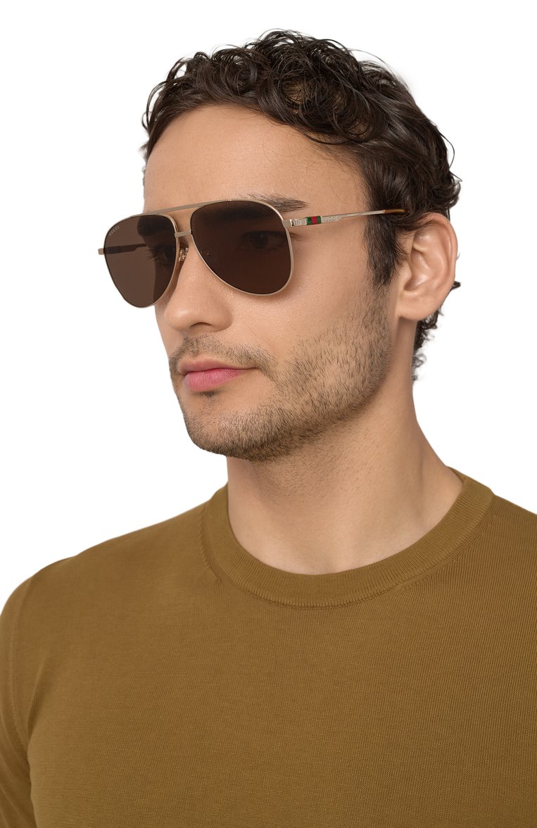 Женские солнцеза�щитные очки GUCCI коричневого цвета, арт. GG1677S 002 | Фото 2 (Материал: Металл; Региональные ограничения белый список (Axapta Mercury): Не проставлено; Тип очков: С/з; Нос: Не проставлено; Кросс-КТ: С/з-унисекс; Очки форма: Авиаторы; Оптика Гендер: оптика-унисекс)