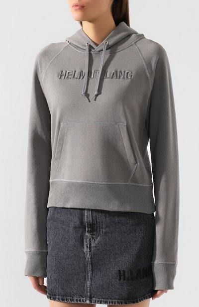 Хлопковое худи HELMUT LANG серого цвета по цене 37750 руб., арт. J07DW503, фото 3 Хлопковое худи HELMUT LANG, арт. J07DW503, фото 3