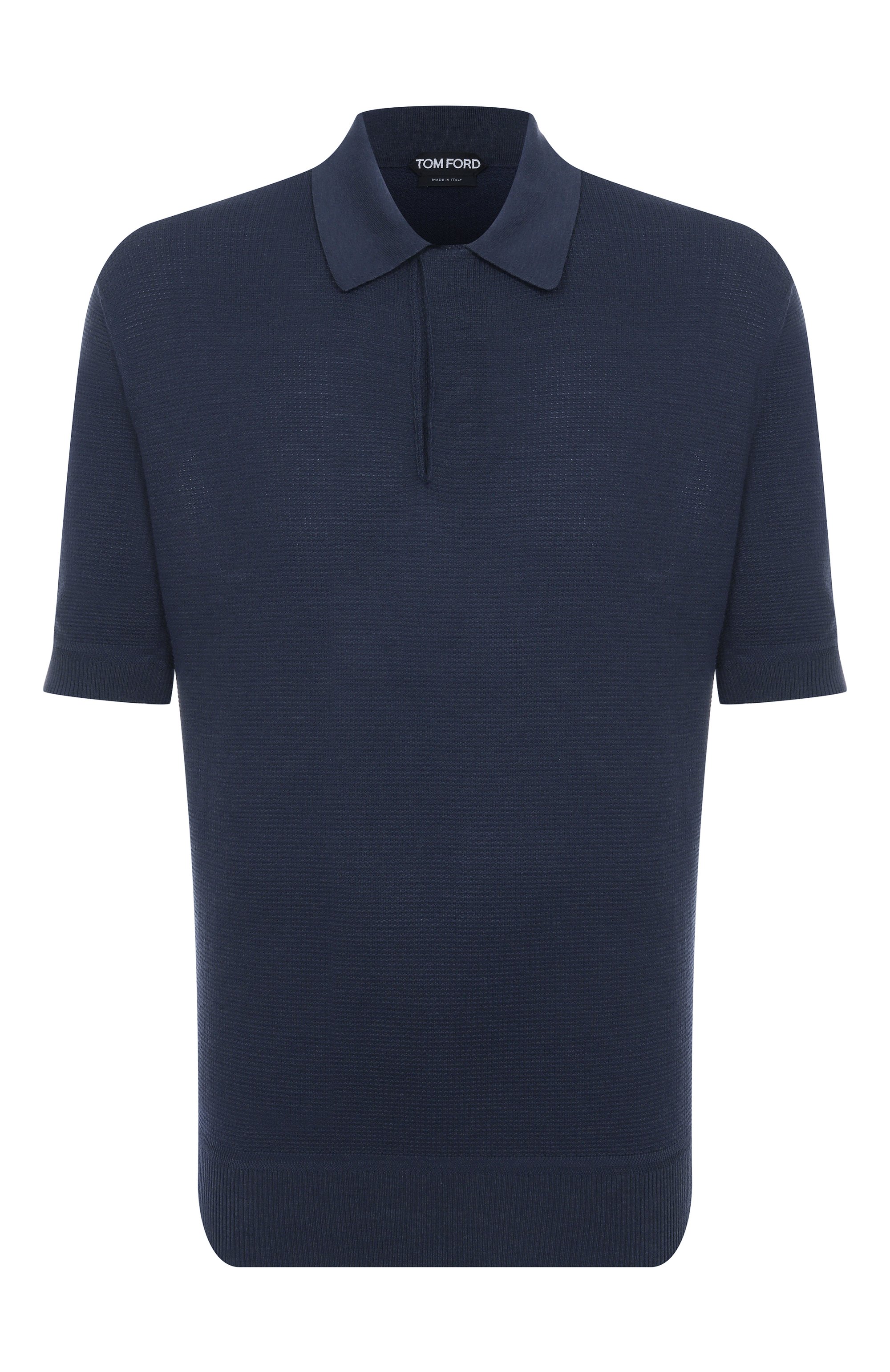 Поло из шелка и хлопка TOM FORD темно-синего цвета по цене 151500 руб., арт. KPS005/YMS013F23, фото 1 Поло из шелка и хлопка TOM FORD, арт. KPS005/YMS013F23, фото 1