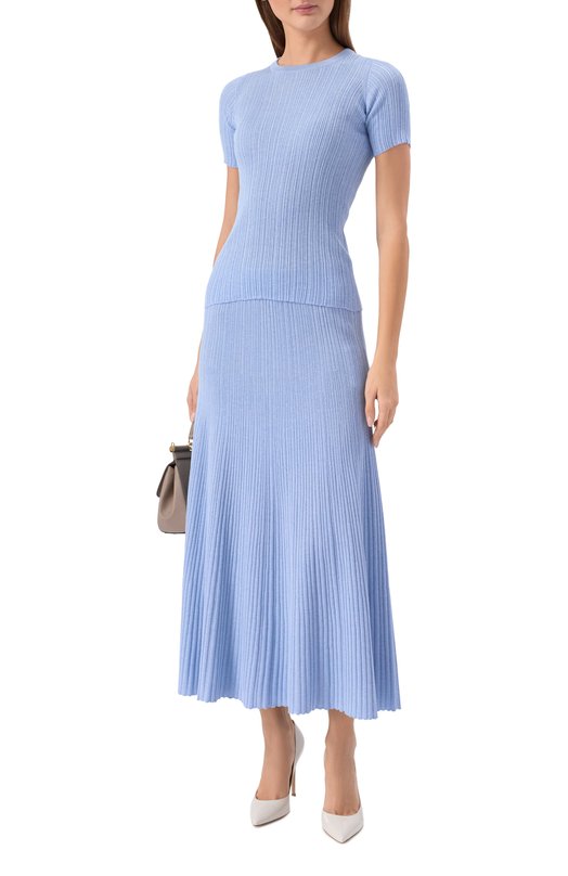 Пуловер из хлопка и шелка Agnona KT09015E/7Q180PE Голубой  KT09015E/7Q180PE Фото 2