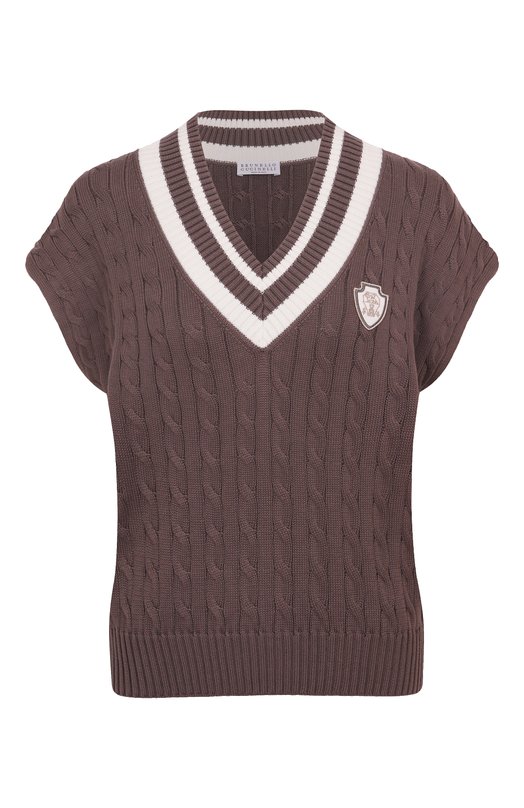 Хлопковый жилет Brunello Cucinelli M19756522 Коричневый M19756522