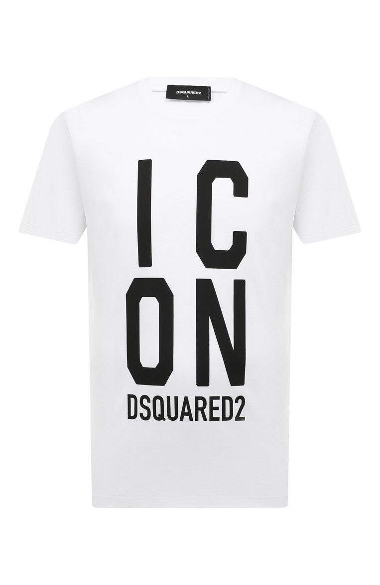 Мужская хлопковая футболка DSQUARED2 белого цвета, арт. S79GC0077/S23009 | Фото 1 (Рукава: Короткие; Длина (для топов): Стандартные; Принт: С принтом; Материал сплава: Проставлено; Материал внешний: Хлопок; Стили: Спорт-шик; Драгоценные камни: Проставлено)