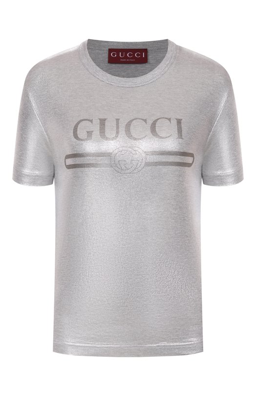 Хлопковая футболка Gucci 805285/XJG05 Серебряный 805285/XJG05