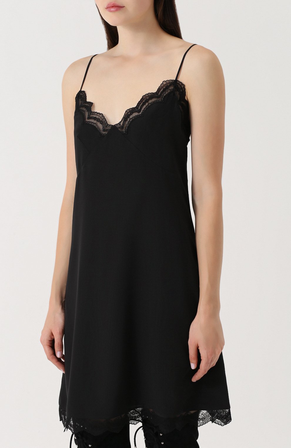 Шелковое платье-комбинация с кружевной отделкой CHLOÉ, арт. 17HR088-17H004, фото 3