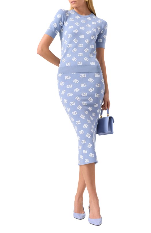 Юбка из вискозы Dolce & Gabbana FX002T/JFMGT Голубой  FX002T/JFMGT Фото 2