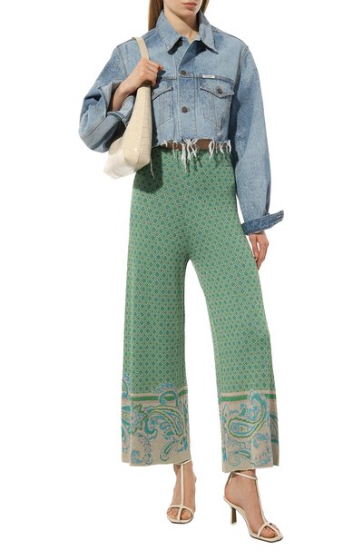 Брюки из вискозы LIU JO зеленого цвета по цене 22450 руб., арт. WA3519 MA587, фото 2 Брюки из вискозы LIU JO, арт. WA3519 MA587, фото 2