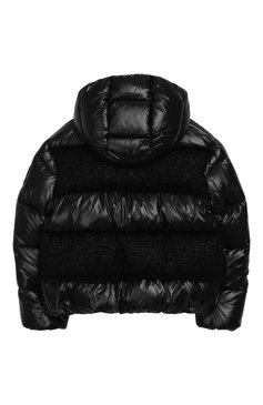 Детская пуховая куртка с капюшоном elbe MONCLER ENFANT черного цвета, арт. E2-954-46341-85-C0243/8-10A | Фото 2 (Материал подклада: Синтетический материал; Рукава: Длинные; Материал внешний: Синтетический материал; Статус проверки: Проверена категория, Проверено; Материал утеплителя: Пух и перо; Девочки Кросс-КТ: Пуховик-верхняя одежда; Кросс-КТ: Зима; Материал сплава: Проверено, Проставлено; Драгоценные камни: Проставлено; Ростовка одежда: 10 - 11 лет | 140 - 146см)