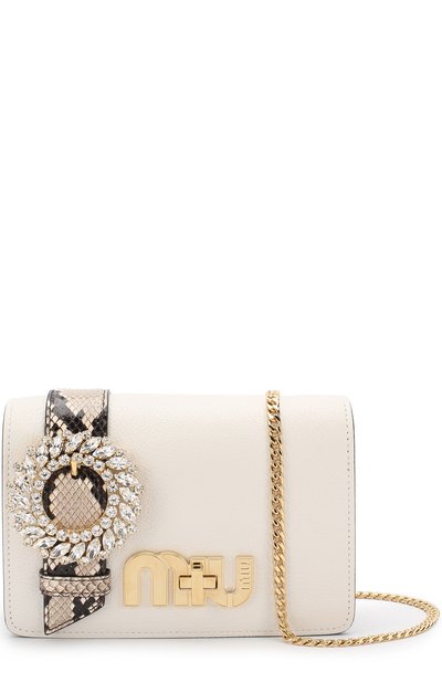Сумка с брошью на цепочке MIU MIU, арт. 5BF068-2BPF-F0I0B-OJO, фото 4