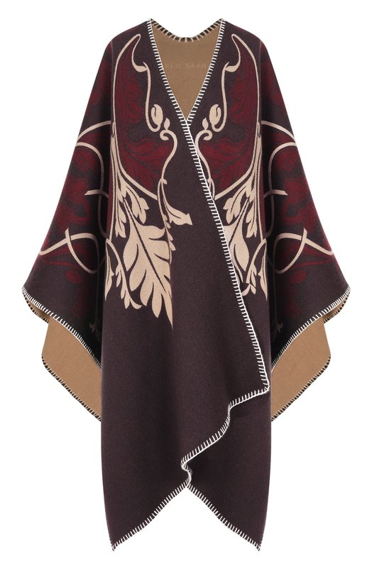 Шерстяная накидка Elie Saab 710009722F25/N/A Коричневый 710009722F25/N/A