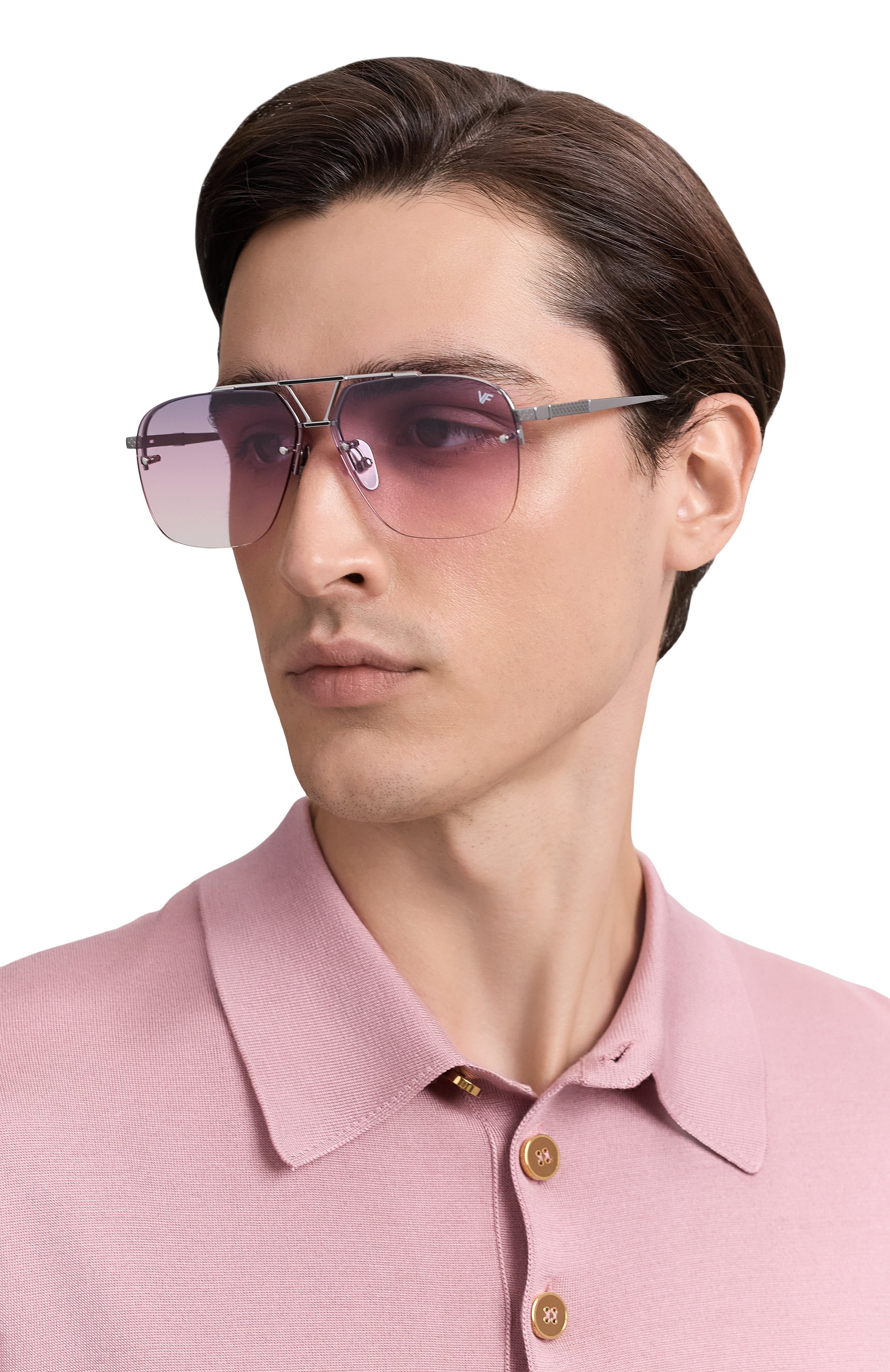Солнцезащитные очки VINTAGE FRAMES, арт. FALC0N WHITE G0LD/PINK TRIPLE GRADIENT, фото 2
