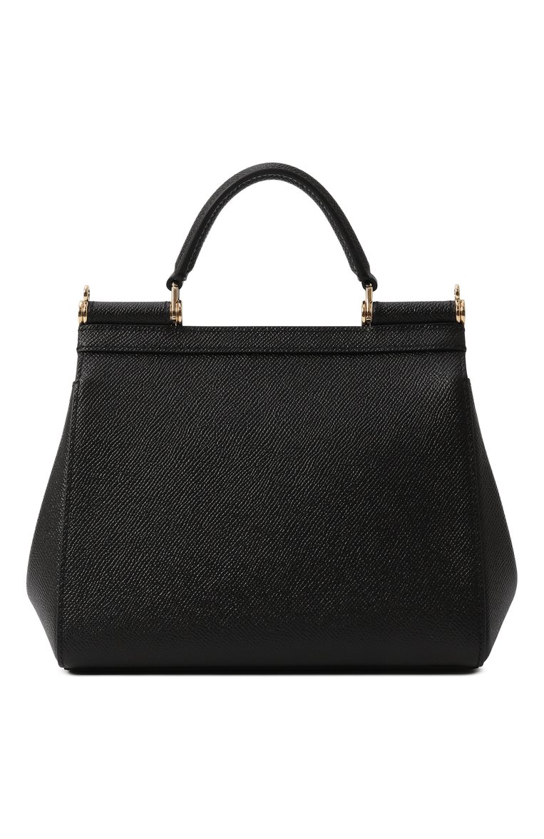 Женская сумка sicily small DOLCE & GABBANA черного цвета, арт. BB9003_BE9003_BI9003/A1001_1_ | Фото 6 (Драгоценные камни: Проставлено; Материал сплава: Проставлено; Ремень/цепочка: На ремешке; Материал: Натуральная кожа; Сумки-технические: Сумки top-handle; Размер: small)