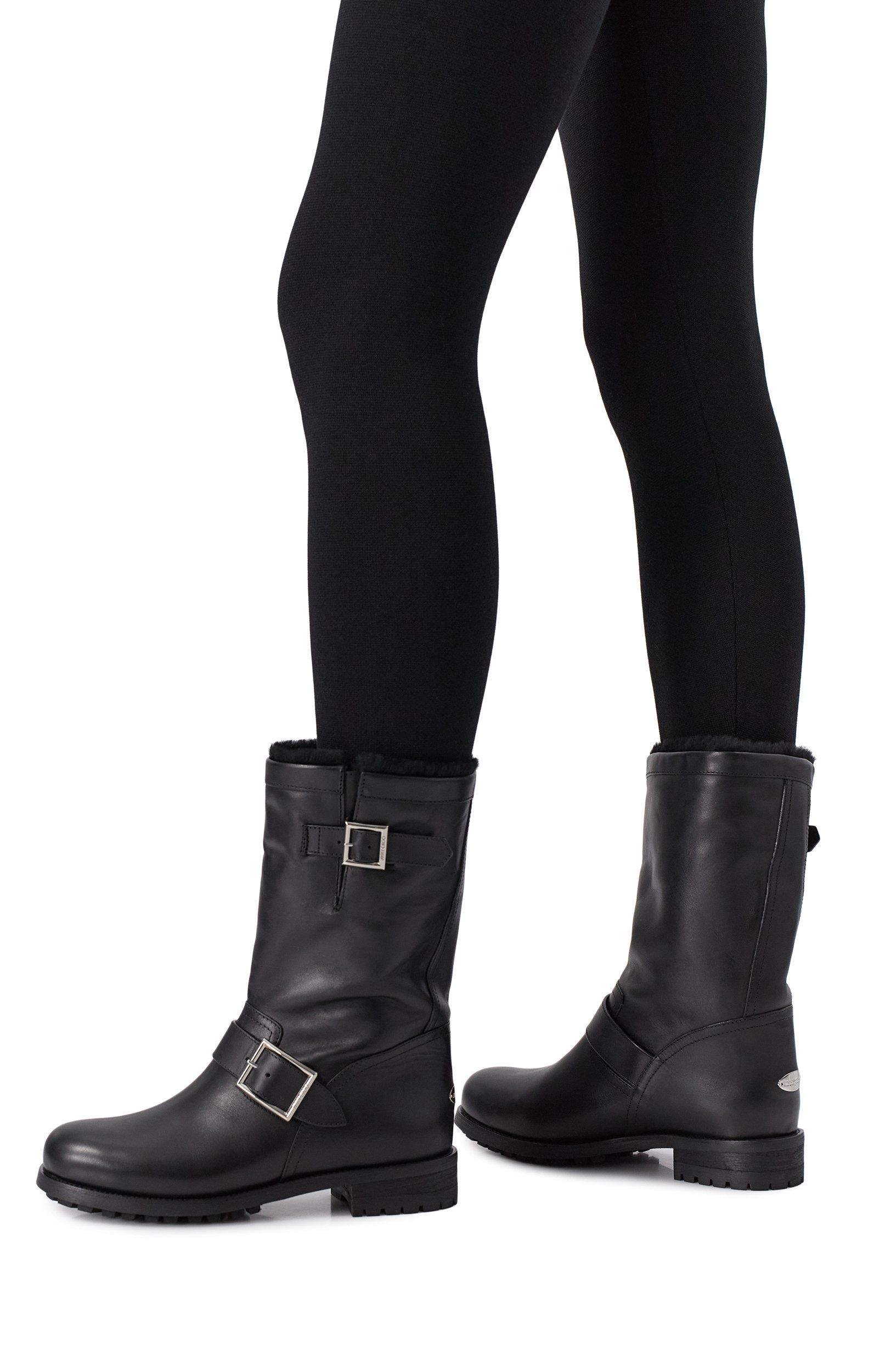 Кожаные ботинки biker JIMMY CHOO черного цвета по цене 165000 руб., арт. BIKERMIDGQM, фото 2 Кожаные ботинки biker JIMMY CHOO, арт. BIKERMIDGQM, фото 2