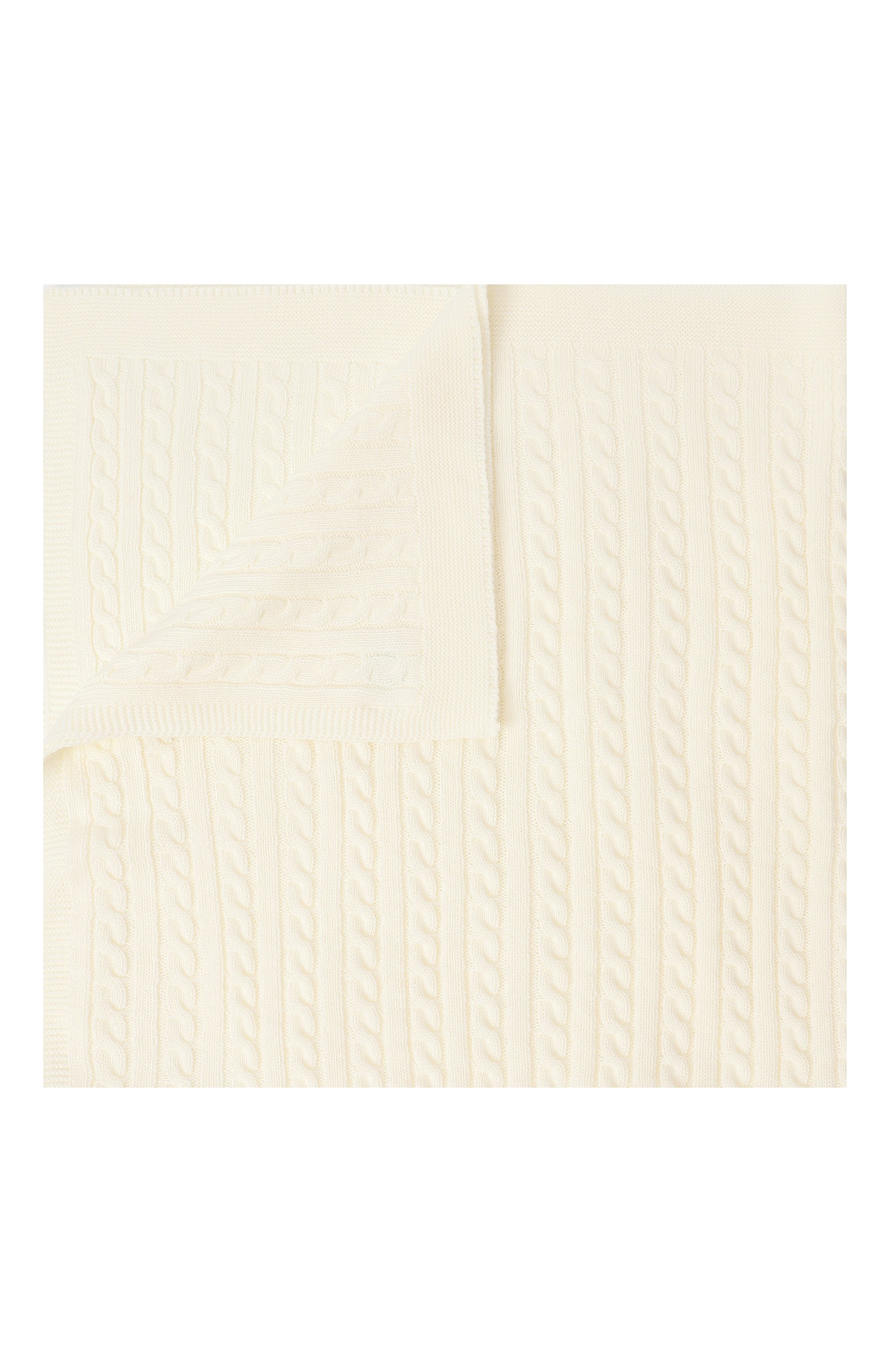 Шерстяной плед WOOL AND COTTON молочного цвета по цене 12470 руб., арт. VMLPL-косы, фото 1 Шерстяной плед WOOL AND COTTON, арт. VMLPL-косы, фото 1