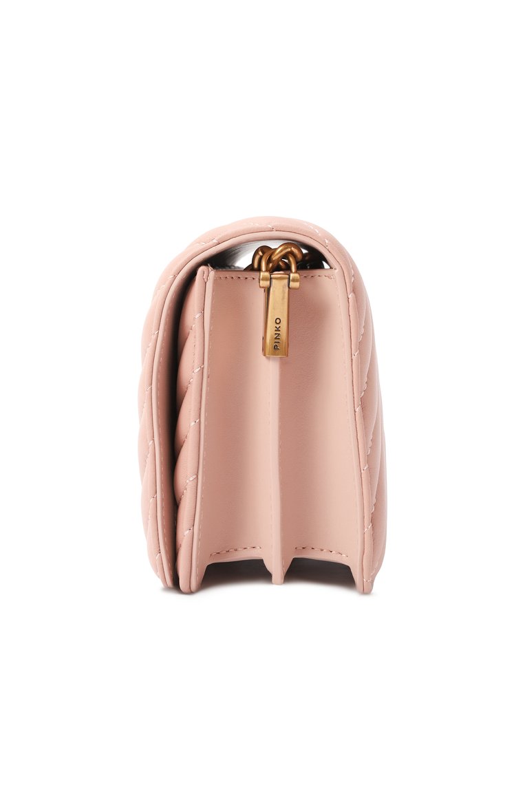 Женская сумка love mini PINKO розового цвета, арт. 100067/A0GK | Фото 4 (Драгоценные камни: Проставлено; Размер: mini; Материал сплава: Проставлено; Ремень/цепочка: На ремешке; Материал: Натуральная кожа)
