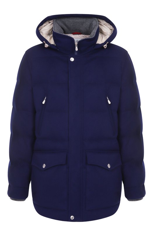 Шерстяной пуховик Brunello Cucinelli MM4701823 Синий MM4701823