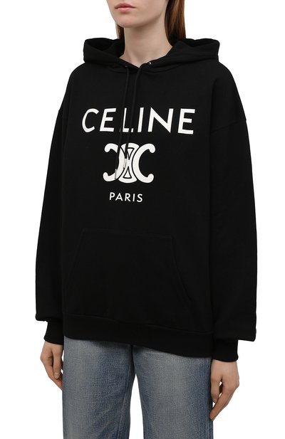 Худи из хлопка и кашемира CELINE черного цвета по цене 104500 руб., арт. 2Y528450I, фото 3 Худи из хлопка и кашемира CELINE, арт. 2Y528450I, фото 3