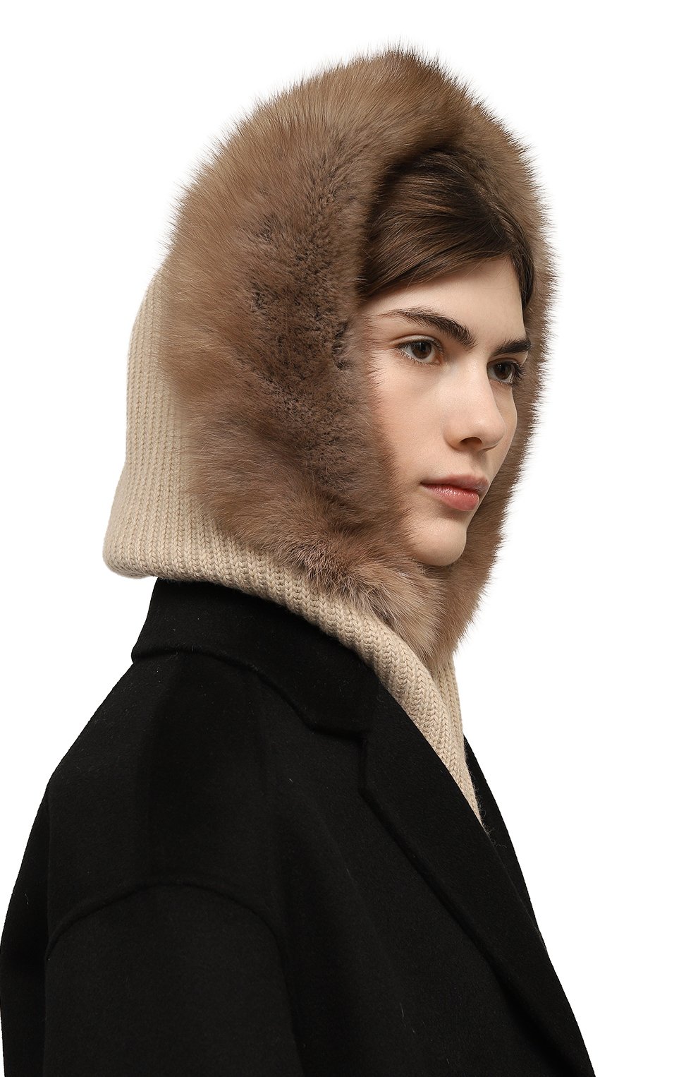 Шерстяной капюшон с мехом соболя VICTORIA KUSENKOVA, арт. 199103641540, фото 2