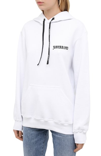 Хлопковое худи SUBTERRANEI белого цвета по цене 11250 руб., арт. I8SUBFW18-014, фото 3 Хлопковое худи SUBTERRANEI, арт. I8SUBFW18-014, фото 3