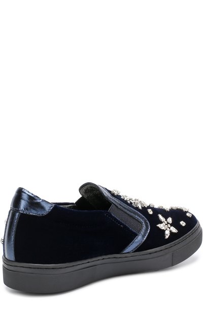 Текстильные слипоны с металлизированной отделкой и кристаллами MISSOURI темно-синего цвета по цене 26100 руб., арт. 11654/31-34, фото 3 Текстильные слипоны с металлизированной отделкой и кристаллами MISSOURI, арт. 11654/31-34, фото 3