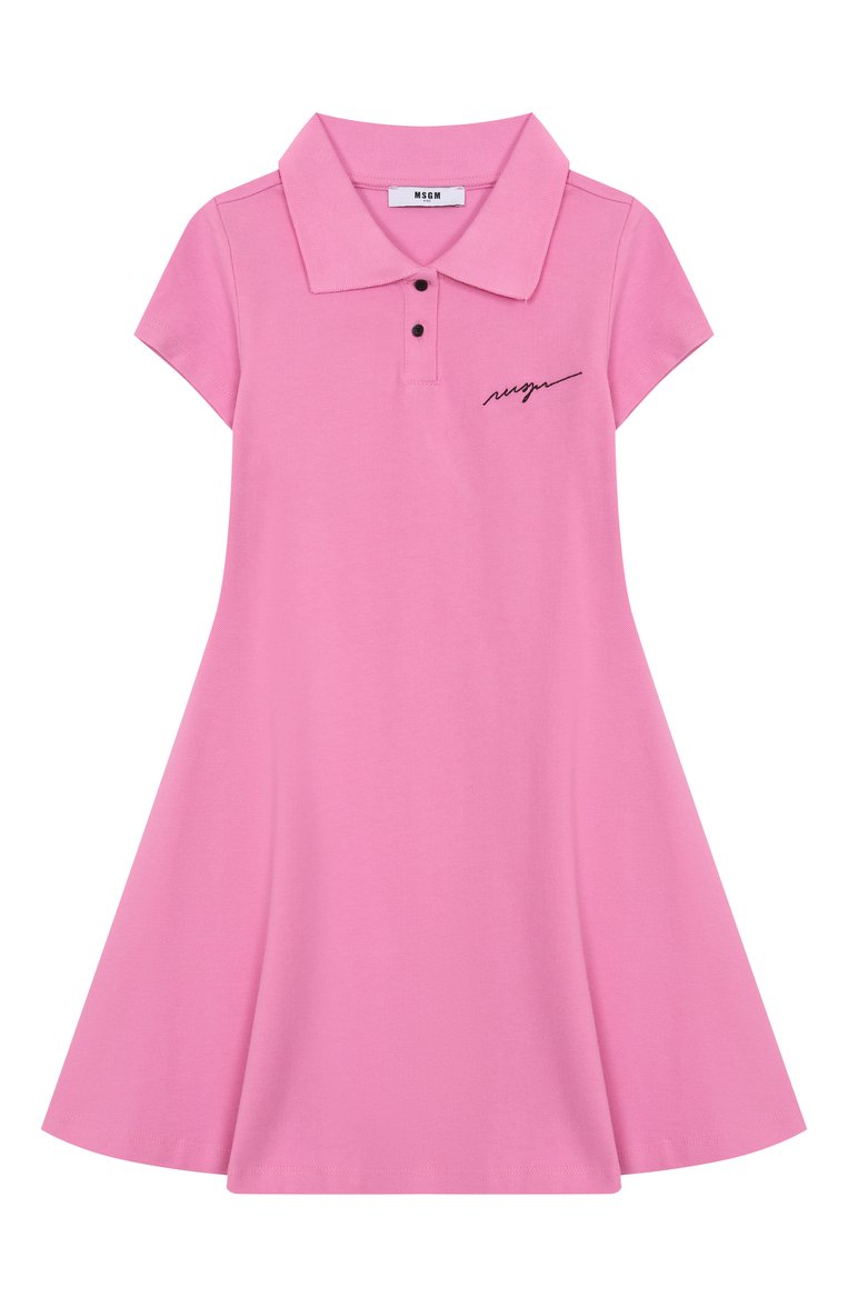 Детское хлопковое платье MSGM KIDS фуксия цвета, арт. S5MSJGDR273 | Фото 1 (Рукава: Короткие; Материал внешний: Хлопок; Девочки Кросс-КТ: Платье-одежда; Случай: Повседневный; Автоматизация ТО: Проставлено; Автоматизация состава: Проставлено; Ростовка одежда: 10 - 11 лет | 140 - 146см, 12 лет | 152 см, 6 лет | 116 см, 8 лет | 128 см, 16 лет | 164 см)