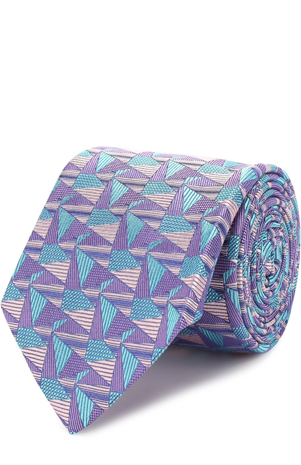 Шелковый галстук с узором TURNBULL & ASSER сиреневого цвета по цене 13450 руб., арт. TIE002-BB230, фото 1 Шелковый галстук с узором TURNBULL & ASSER, арт. TIE002-BB230, фото 1