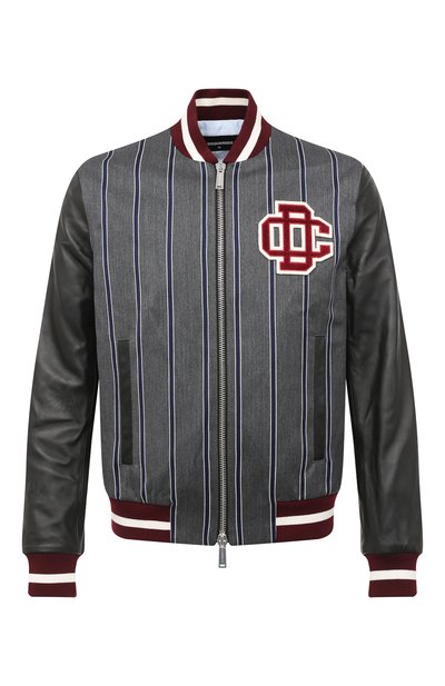 Бомбер из шерсти и хлопка DSQUARED2 серого цвета по цене 141500 руб., арт. S74AM1069/S52988, фото 1 Бомбер из шерсти и хлопка DSQUARED2, арт. S74AM1069/S52988, фото 1