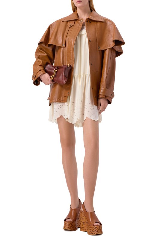 Шелковое платье Chloé CHC25SR040125 Кремовый  CHC25SR040125 Фото 2