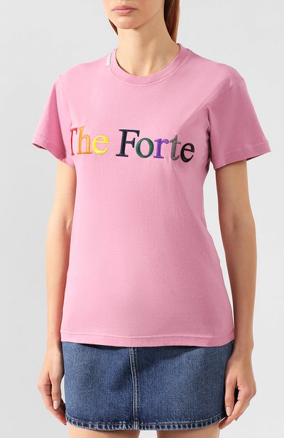 Хлопковая футболка FORTE DEI MARMI COUTURE розового цвета по цене 17350 руб., арт. FDMC SS19 6228, фото 3 Хлопковая футболка FORTE DEI MARMI COUTURE, арт. FDMC SS19 6228, фото 3