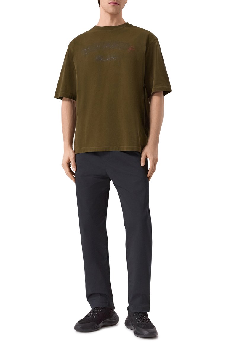 Мужская хлопковая футболка DSQUARED2 хаки цвета, арт. S74GD1399/D20020 | Фото 2 (Длина (для топов): Стандартные; Материал внешний: Хлопок; Стили: Кэжуэл; Принт: С принтом; Мужское Кросс-КТ: Футболка-одежда; Кросс-КТ: Джерси; Автоматизация ТО: Проставлено; Автоматизация состава: Проставлено; Детали: Без декора; Рукава: Короткие)