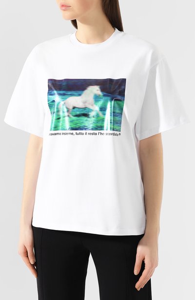 Хлопковая футболка MSGM белого цвета по цене 13450 руб., арт. 2841MDM216 207298, фото 3 Хлопковая футболка MSGM, арт. 2841MDM216 207298, фото 3
