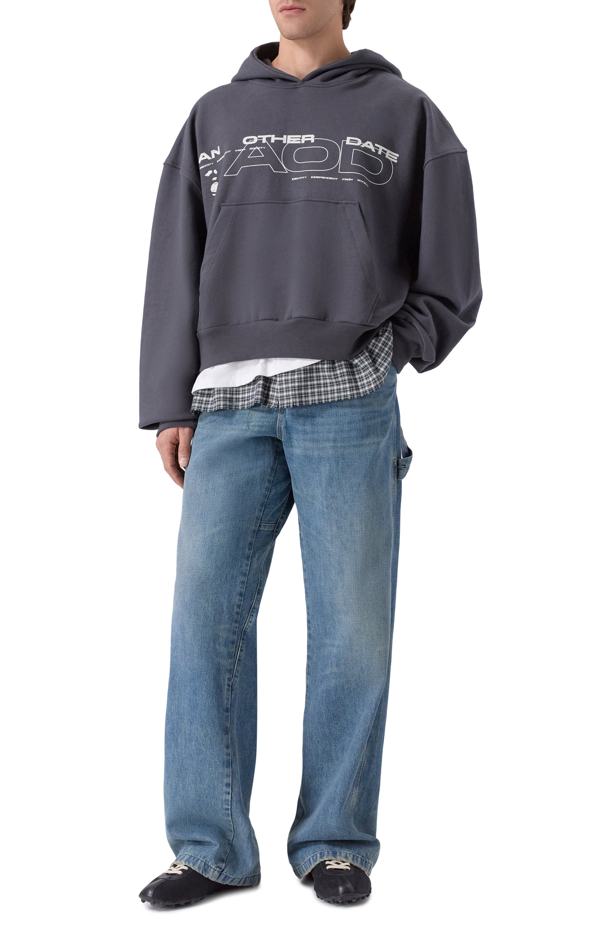 Хлопковое худи AN OTHER DATE темно-серого цвета по цене 35750 руб., арт. F50DMAHS066, фото 2 Хлопковое худи AN OTHER DATE, арт. F50DMAHS066, фото 2