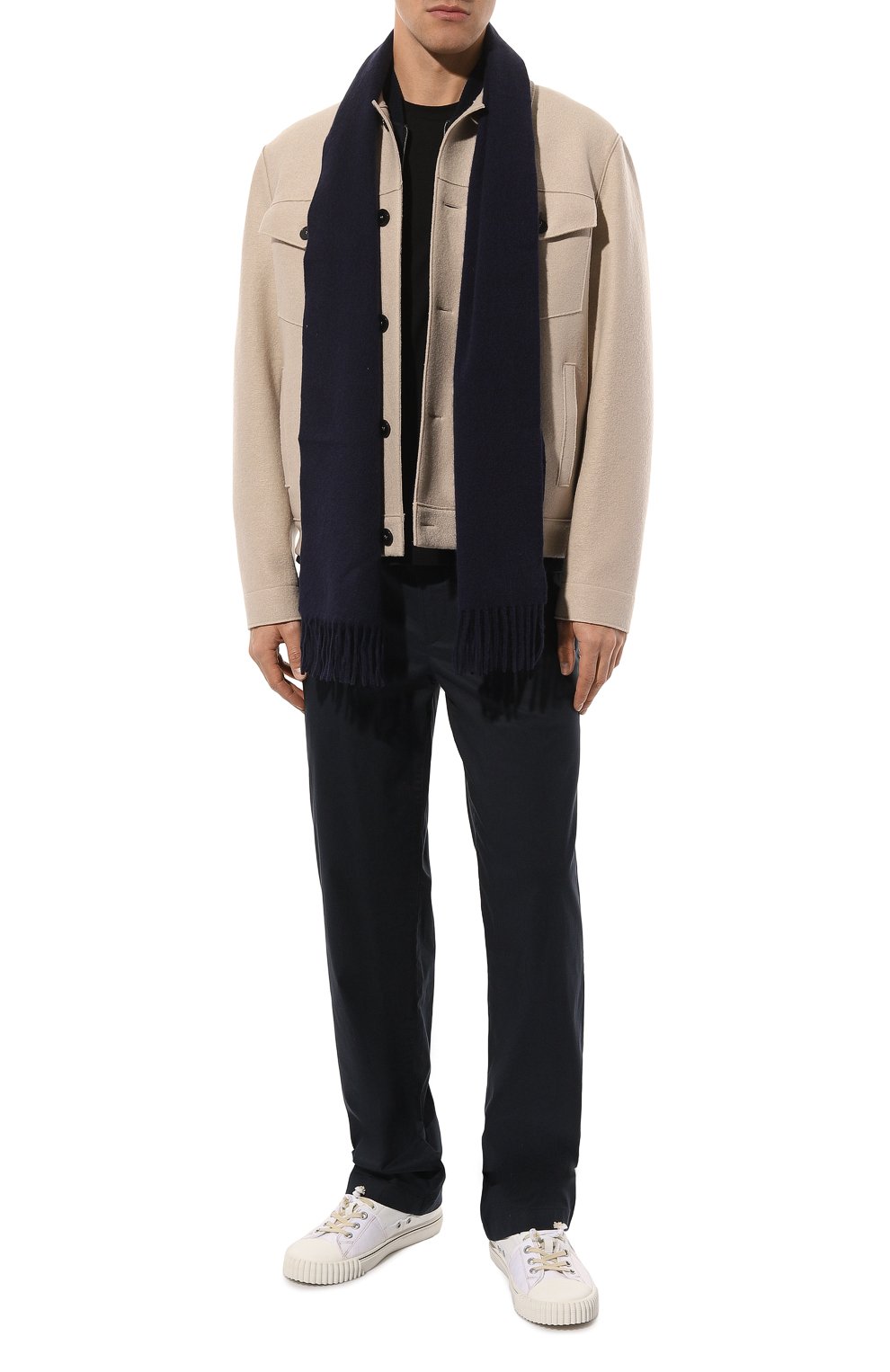 Шарф с отделкой из кожи крокодила ZILLI темно-синего цвета по цене 107000 руб., арт. SWF001M0310VBLE00N002/P0R, фото 2 Шарф с отделкой из кожи крокодила ZILLI, арт. SWF001M0310VBLE00N002/P0R, фото 2