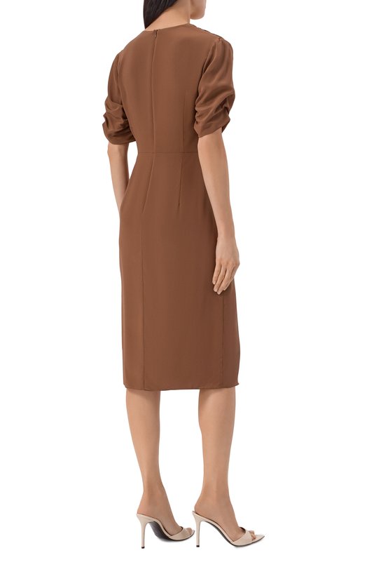 Шелковое платье 12 STOREEZ 137135 Коричневый  137135 Фото 3