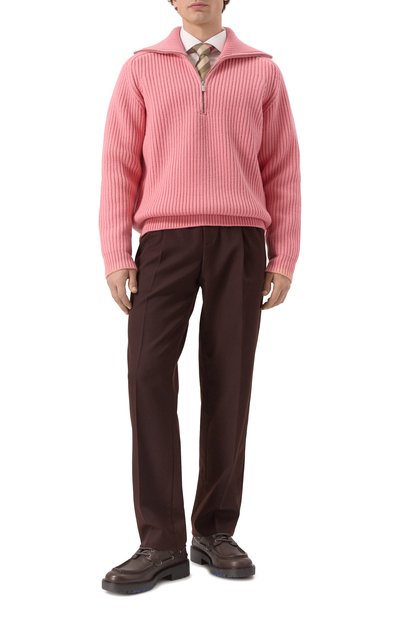 Шерстяной свитер DROLE DE MONSIEUR розового цвета по цене 61550 руб., арт. E-P0151-W0007-PK, фото 2 Шерстяной свитер DROLE DE MONSIEUR, арт. E-P0151-W0007-PK, фото 2