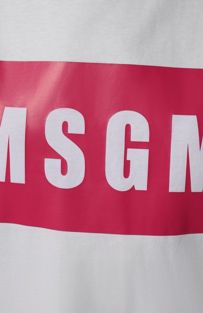 Хлопковая футболка MSGM белого цвета по цене 13000 руб., арт. 3241MDM520 227298, фото 5 Хлопковая футболка MSGM, арт. 3241MDM520 227298, фото 5