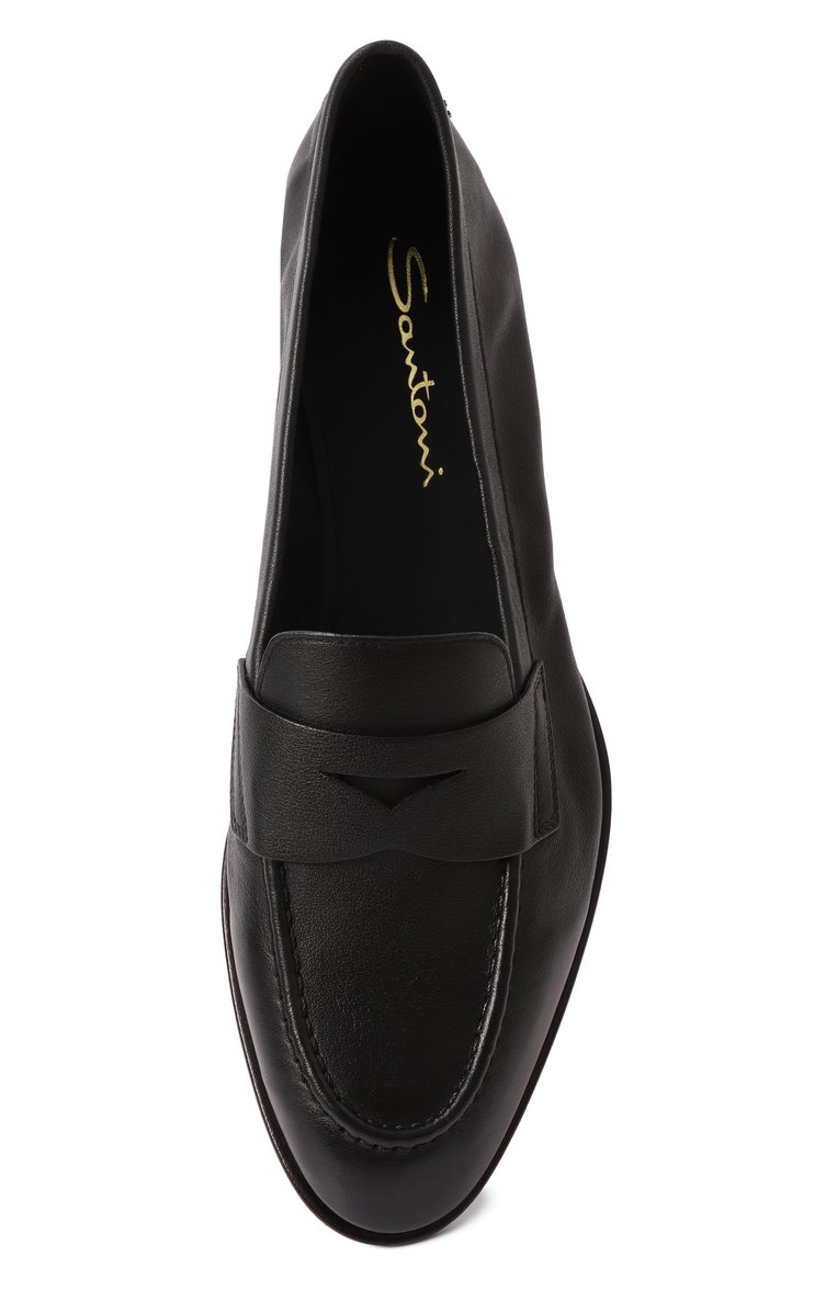 Женские кожаные пенни-лоферы SANTONI черного цвета, арт. WUSG59962HAFSLGA | Фото 6 (Каблук высота: Низкий; Подошва: Плоская; Драгоценные камни: Проставлено; Материал внутренний: Натуральная кожа; Материал внешний: Натуральная кожа; Материал сплава: Проставлено)