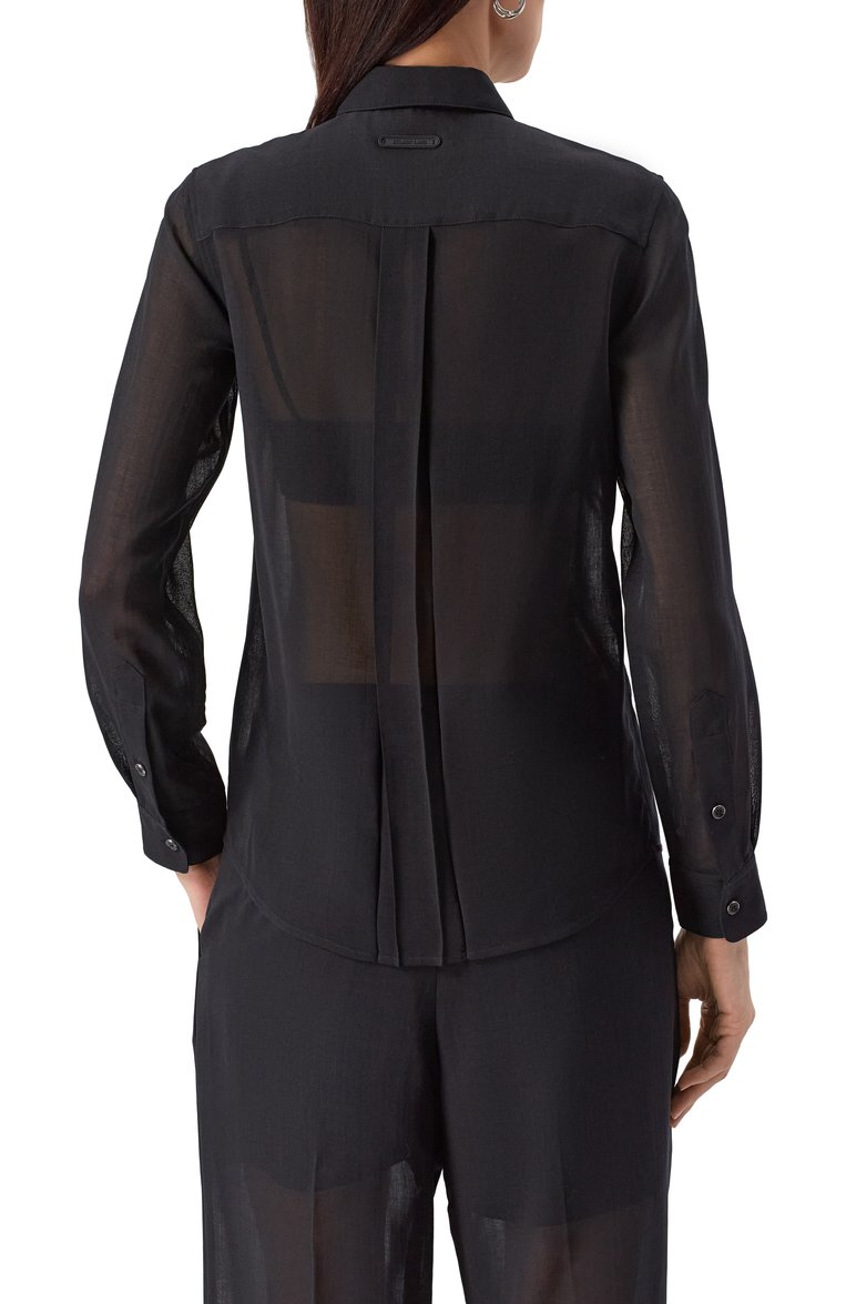 Женская шерстяная рубашка HELMUT LANG черного цвета, арт. P01HW507 | Фото 4 (Рукава: Длинные; Материал внешний: Шерсть; Длина (для топов): Стандартные; Принт: Без принта; Женское Кросс-КТ: Рубашка-одежда; Кросс-КТ: костюм; Стили: Классический; Автоматизация ТО: Проставлено; Автоматизация состава: Проставлено)
