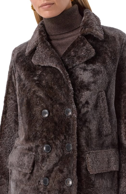 Дубленка из овчины Yves Salomon 25WYV64164MELA Коричневый  25WYV64164MELA Фото 5