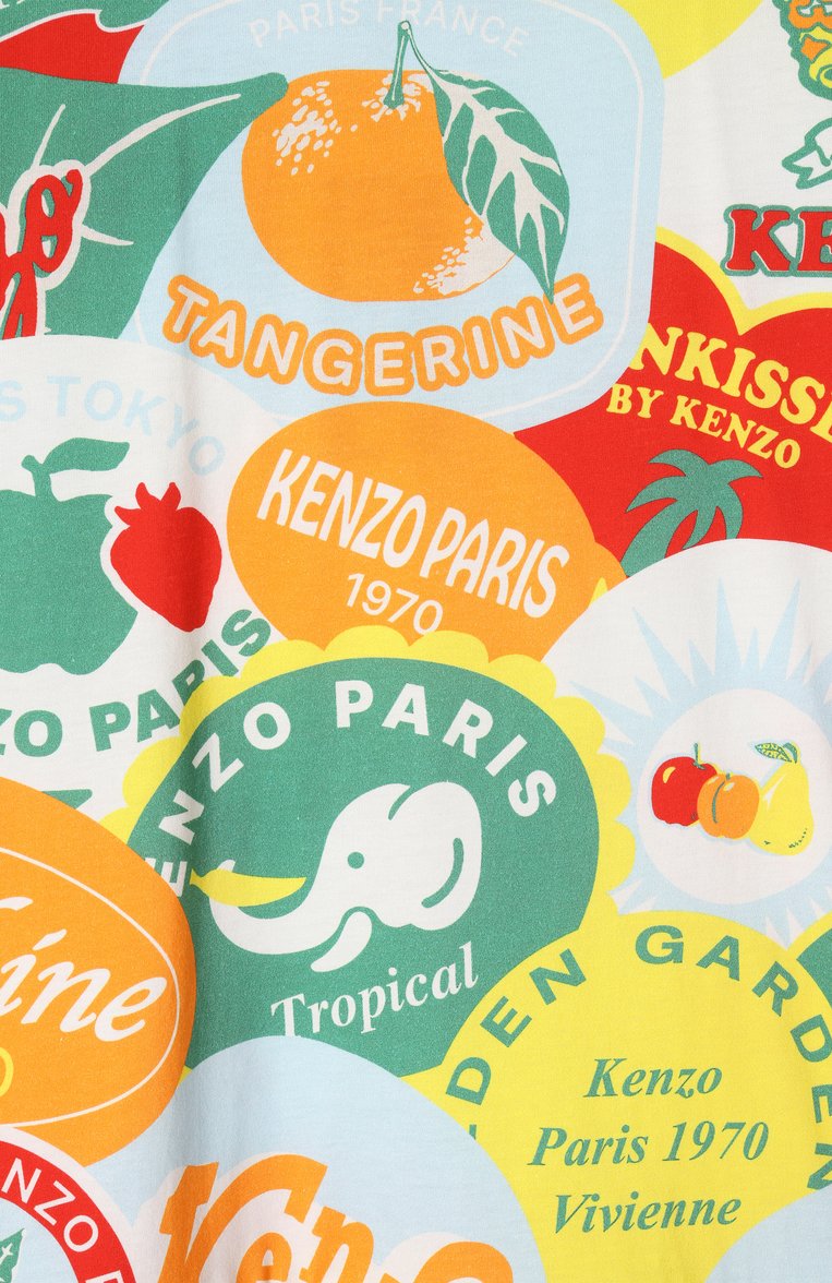 Детское хлопковое платье KENZO разноцветного цвета, арт. K61018 | Фото 3 (Материал сплава: Проставлено; Рукава: Короткие; Драгоценные камни: Проставлено; Девочки Кросс-КТ: Платье-одежда; Случай: Повседневный; Материал внешний: Хлопок; Ростовка одежда: 4 года | 104 см, 2 года | 92 см, 12 лет | 152 см, 7 лет | 122 см, 3 года | 98 см, 5 лет | 110 см, 9 лет | 134 см)