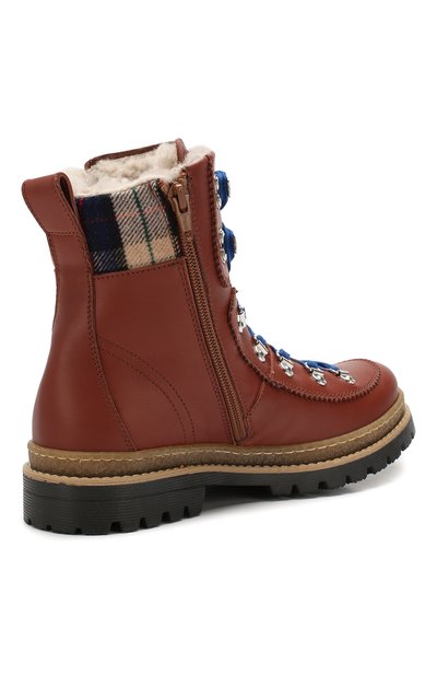 Кожаные ботинки с меховой отделкой DSQUARED2 коричневого цвета по цене 35250 руб., арт. 62442/28-35, фото 3 Кожаные ботинки с меховой отделкой DSQUARED2, арт. 62442/28-35, фото 3