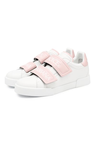 Кожаные кеды portofino DOLCE & GABBANA розового цвета по цене 69950 руб., арт. CK1601/AH361, фото 1 Кожаные кеды portofino DOLCE & GABBANA, арт. CK1601/AH361, фото 1