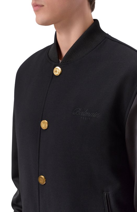 Шерстяной бомбер Balmain FH0TFA70/MI06 Чёрный  FH0TFA70/MI06 Фото 5