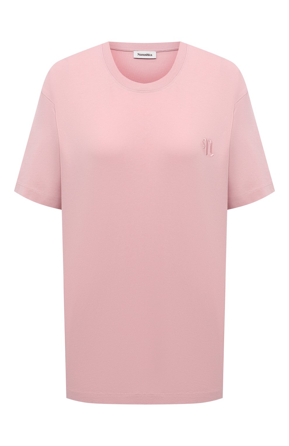 Хлопковая футболка NANUSHKA розового цвета по цене 15050 руб., арт. REECE_PINK_0RGANIC JERSEY, фото 1 Хлопковая футболка NANUSHKA, арт. REECE_PINK_0RGANIC JERSEY, фото 1