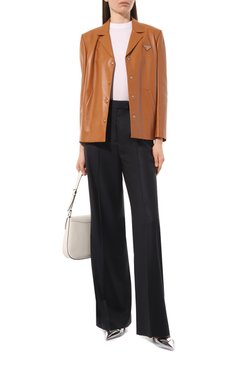 Женская хлопковая футболка PRADA белого цвета, арт. 3555AR-1YSH-F0N40-211 | Фото 2 (Материал внешний: Хлопок; Длина (для топов): Стандартные; Рукава: Короткие; Принт: Без принта; Стили: Кэжуэл; Материал сплава: Проставлено; Региональные ограничения белый список (Axapta Mercury): Не проставлено; Драгоценные камни: Проставлено)