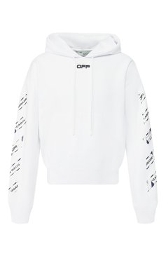 Мужской хлопковое худи OFF-WHITE белого цвета, арт. 0MBB037S20E300030188 | Фото 1 (Длина (для топов): Стандартные; Рукава: Длинные; Материал внешний: Хлопок; Мужское Кросс-КТ: Худи-одежда; Принт: С принтом; Материал сплава: Проставлено; Драгоценные камни: Проставлено; Стили: Кэжуэл)