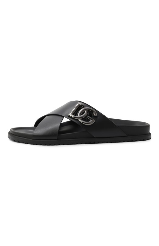Кожаные шлепанцы Dolce & Gabbana A80525/A9Q67 Чёрный  A80525/A9Q67 Фото 4