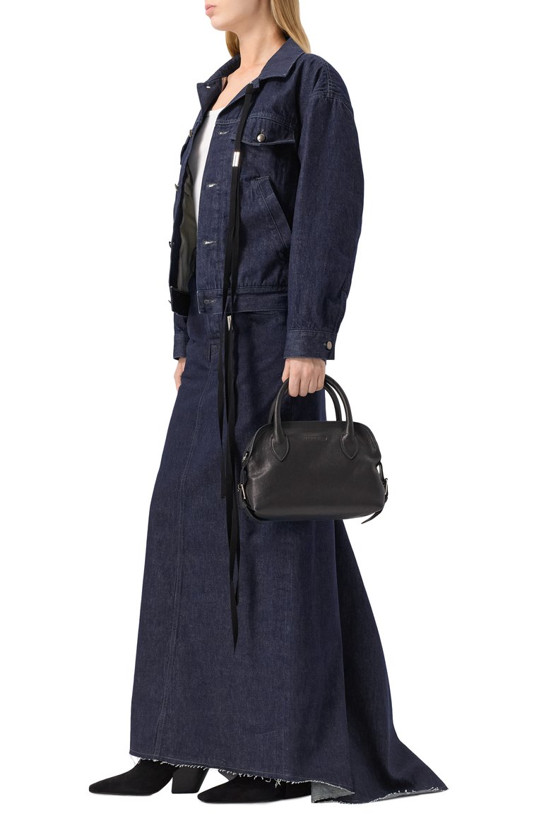 Женская джинсовая куртка ANN DEMEULEMEESTER темно-синего цвета, арт. B0010178/FA586 | Фото 2 (Материал подклада: Хлопок; Рукава: Длинные; Длина (верхняя одежда): Короткие; Кросс-КТ: Деним, Куртка, Легкие; Материал внешний: Деним, Хлопок; Стили: Кэжуэл; Автоматизация ТО: Проставлено; Автоматизация состава: Проставлено)