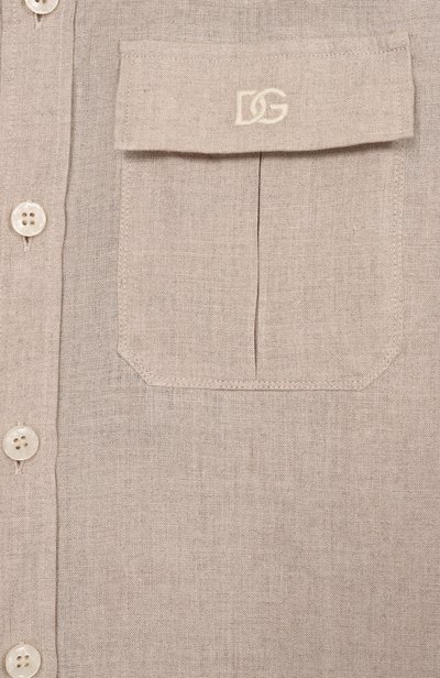 Льняная рубашка DOLCE & GABBANA светло-бежевого цвета по цене 51450 руб., арт. L45S06/FU4LG_001, фото 3 Льняная рубашка DOLCE & GABBANA, арт. L45S06/FU4LG_001, фото 3