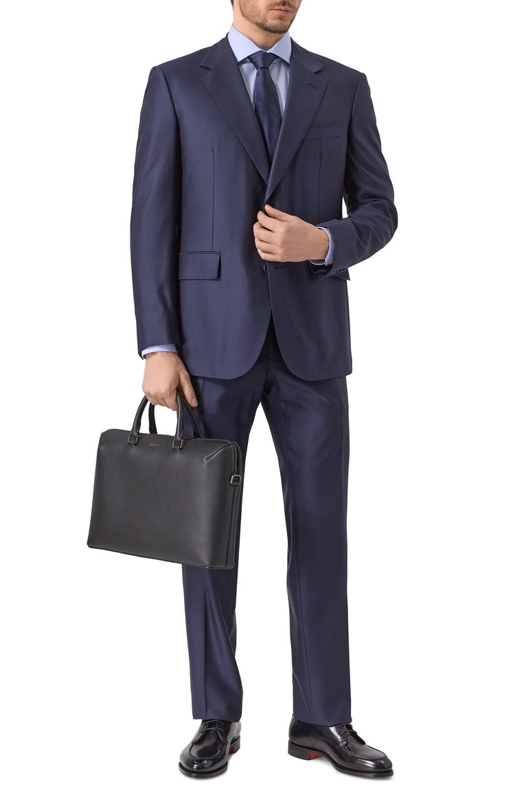 Мужская портфель ZEGNA черного цвета, арт. C2157Z/LHGRN | Фото 7 (Ремень/цепочка: На ремешке; Материал: Натуральная кожа; Размер: large; Сумки-технические: Портфели)