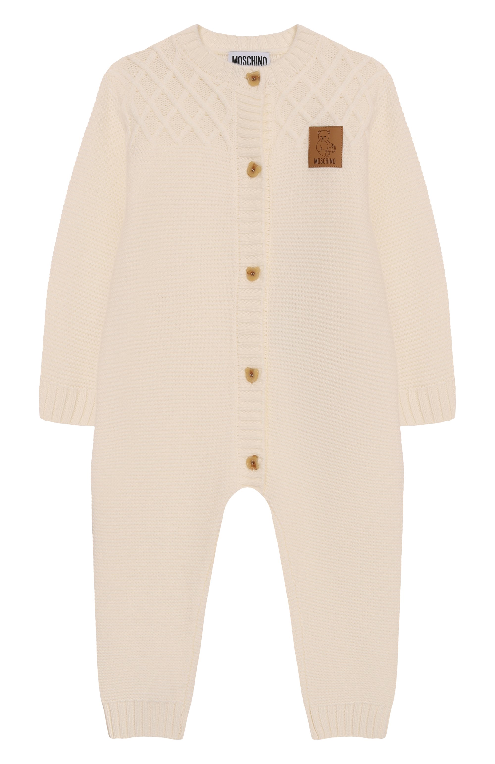 Шерстяной комбинезон MOSCHINO кремового цвета по цене 28450 руб., арт. MUT04E/LHE68, фото 1 Шерстяной комбинезон MOSCHINO, арт. MUT04E/LHE68, фото 1